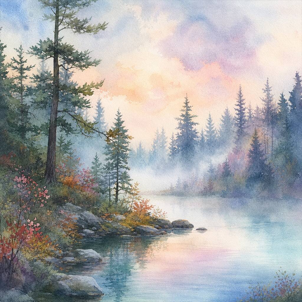 AI faceless video preview in watercolor art style